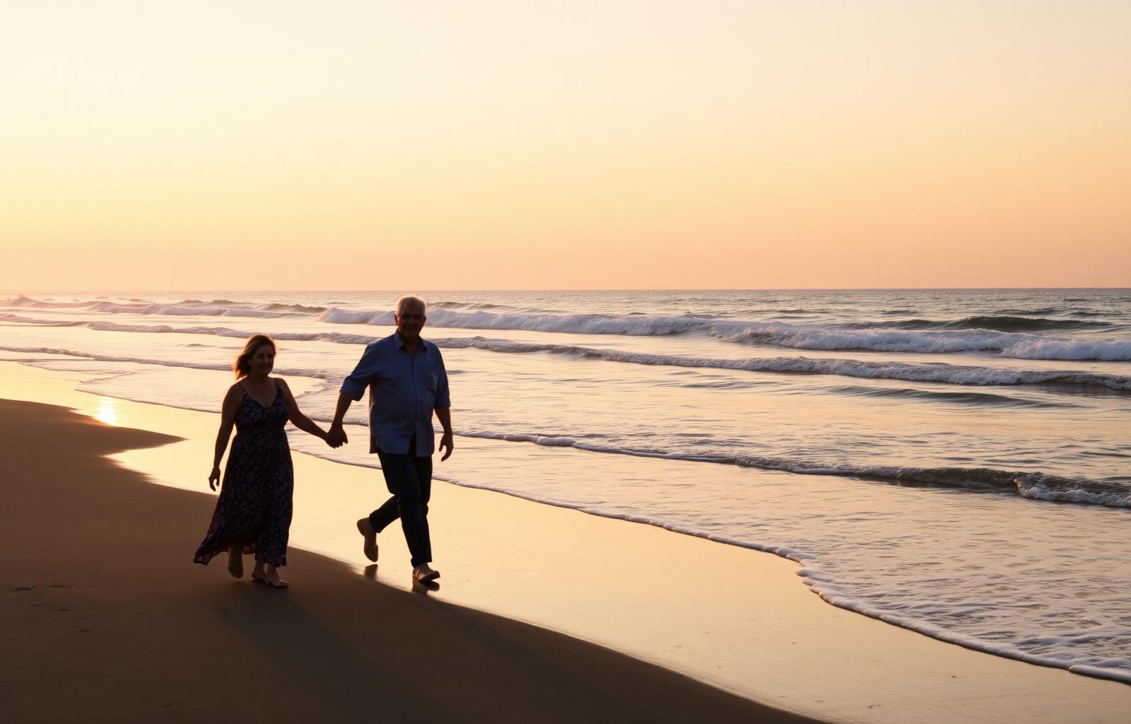 Couple on beach at sunset