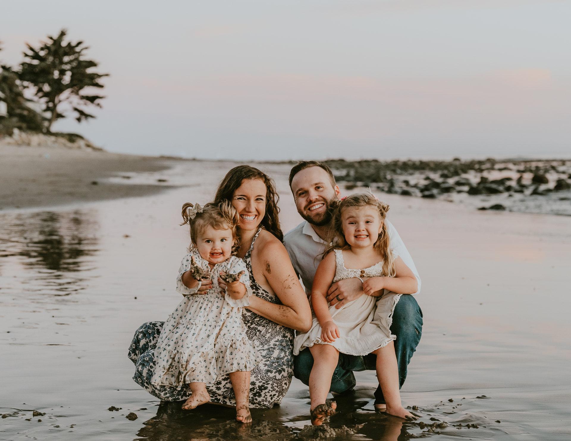 The Fox family on the beach